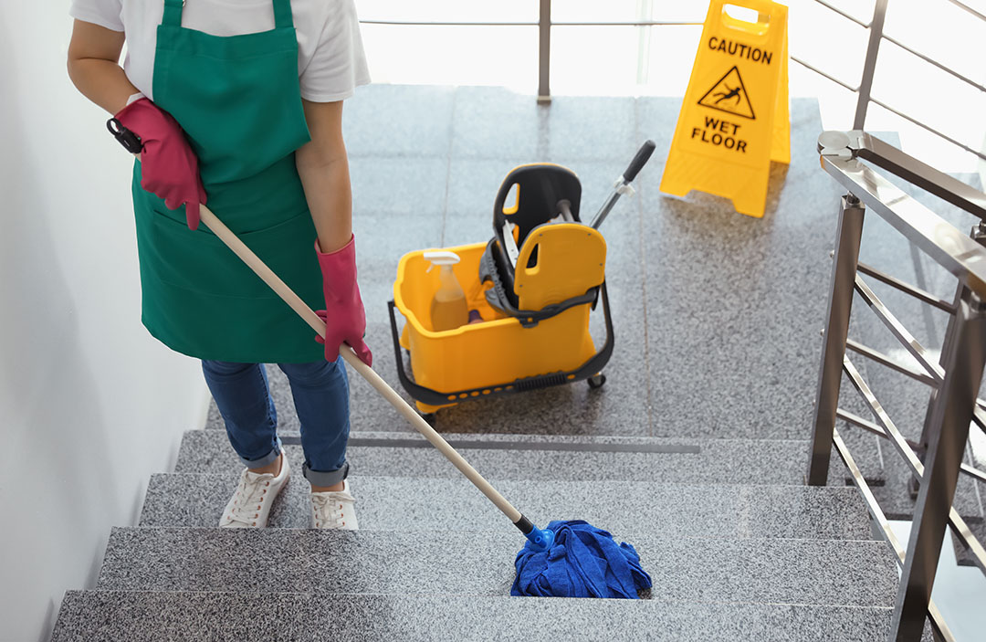 mopping stairs